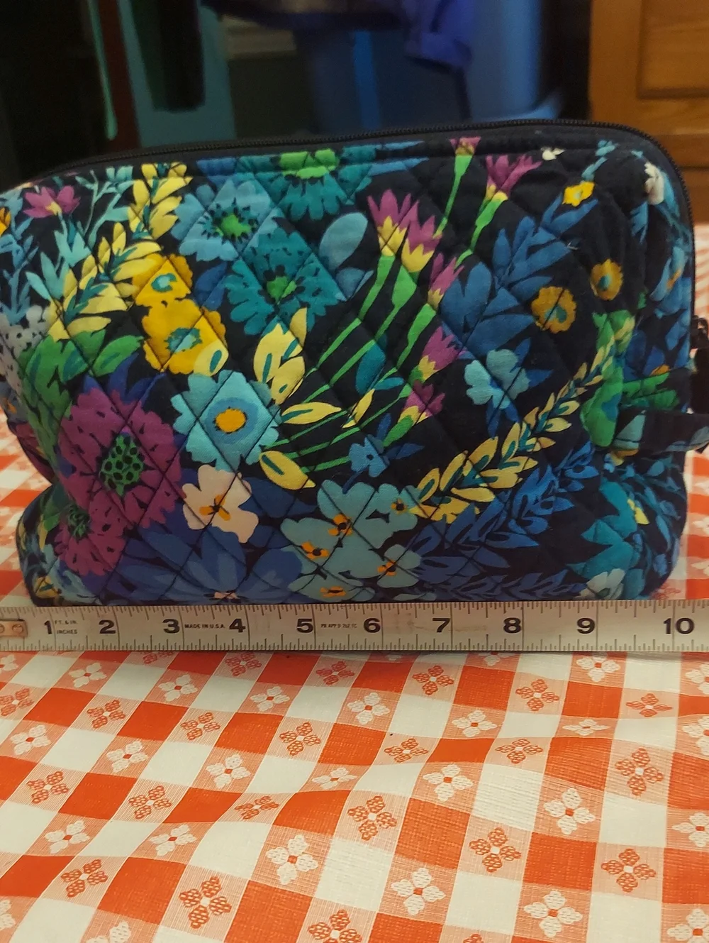 Vera Bradley Medium Quilted Floral Cosmetic Pouch - Navy Blue